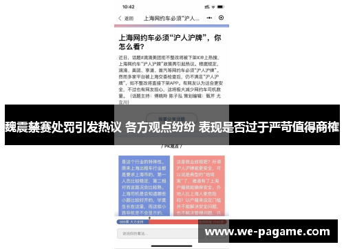 魏震禁赛处罚引发热议 各方观点纷纷 表现是否过于严苛值得商榷